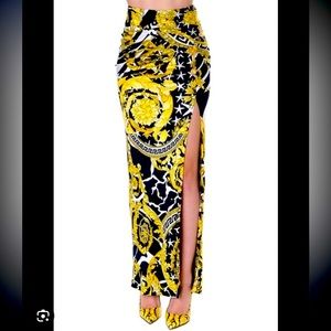 Versace Black and Gold Maxi Skirt